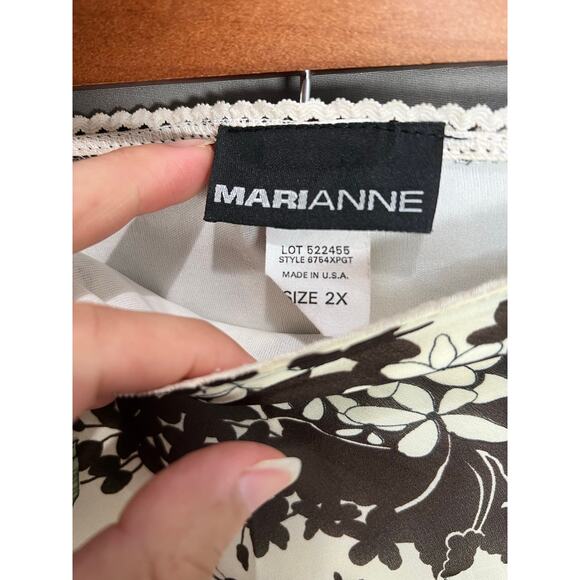 Marianne Boho Floral Skirt Sz 2X Lined Cocktail Office USA Lace Stretch Midi 70s - Picture 8 of 9